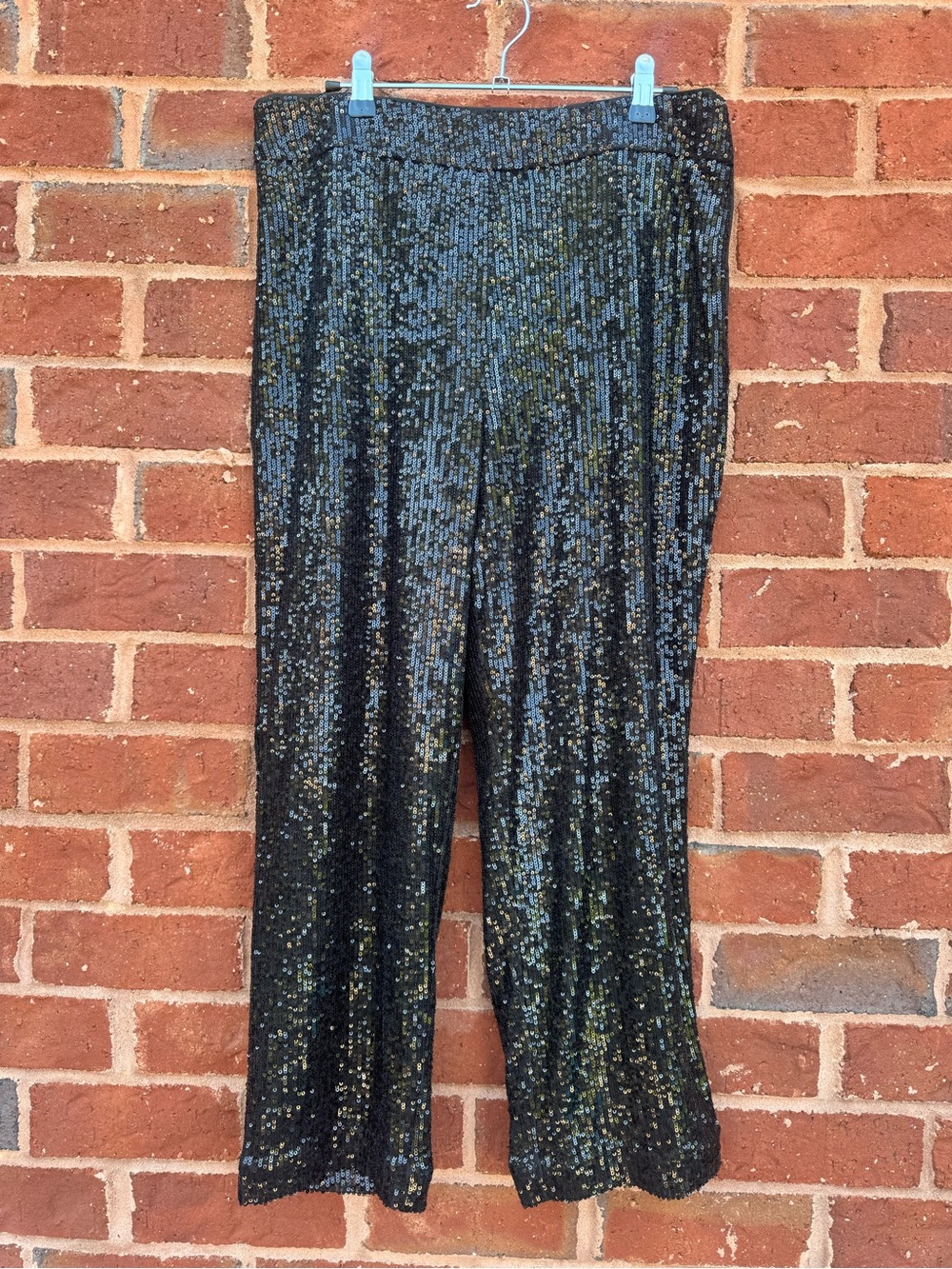 LOFT Black Sequin Wide-Leg Pants